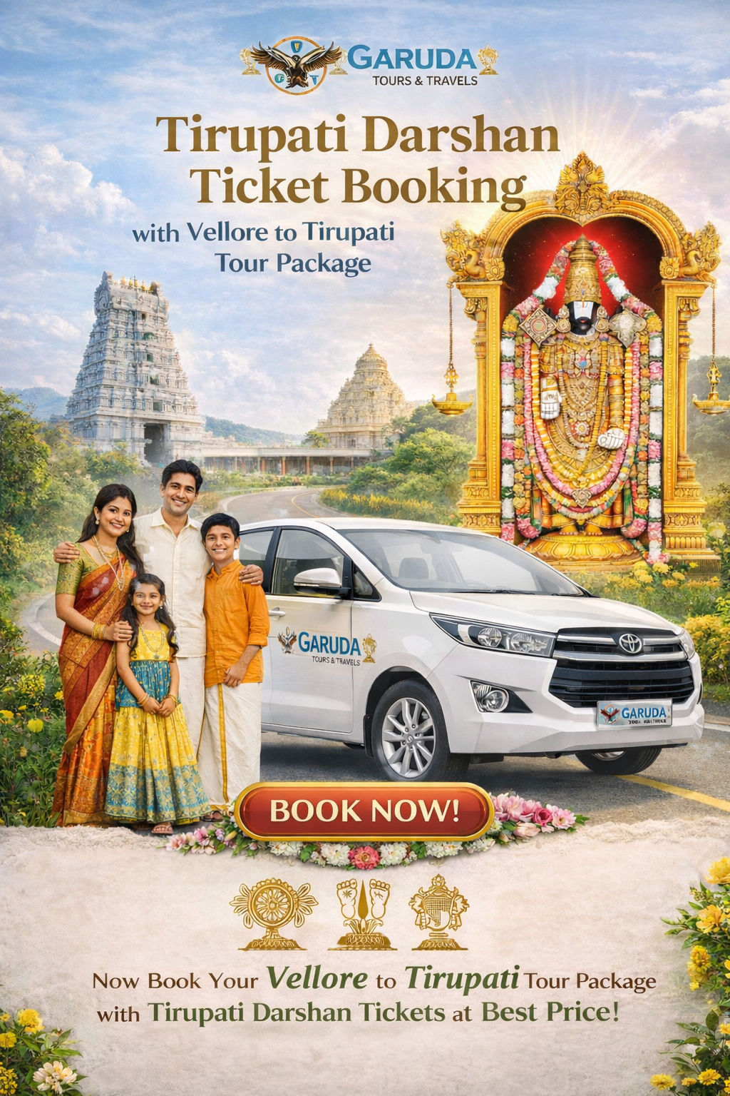 Tirupati Darshan Ticket Booking with Vellore to Tirupati Tour Package
